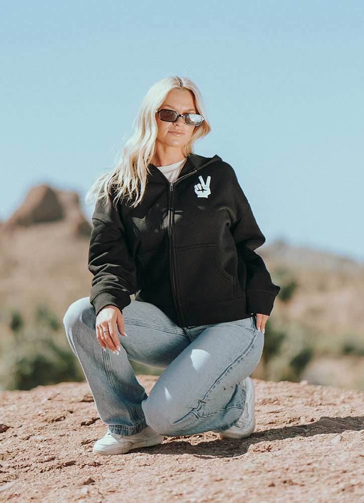 Support Women In Real Estate Women's Zip-Up Hoodie - Black