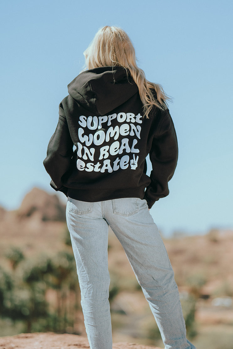 Support Women In Real Estate Women's Zip-Up Hoodie - Black