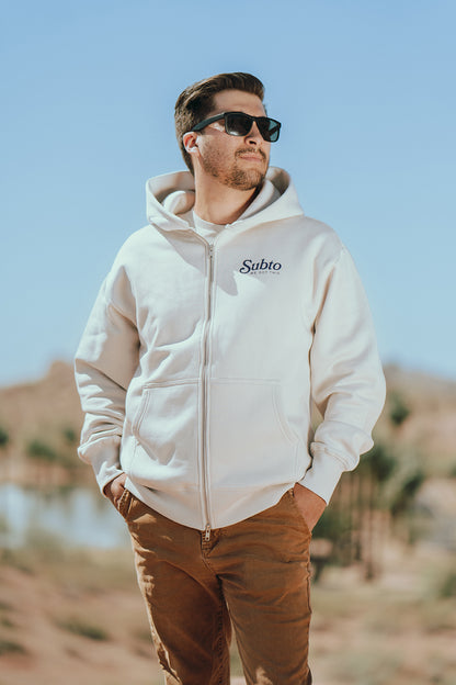 Thank You For Dealing With Us Zip Hoodie - Bone